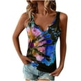 thumbnail image 1 of Birdeem Womens Printed and Painted V-Neck Open Sleeveless Floral Print Top, 1 of 6