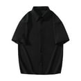 thumbnail image 2 of WREESH Men's Button Down Shirts Solid Color Short Sleeve Pocket Shirt for Men's Everyday Casual Wear Black, 2 of 5