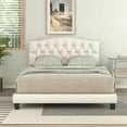 thumbnail image 2 of Queen Bed Frame with Curve Button Tufted Headboard,Modern Upholstered Platform Bed with Wood Slat Support,Heavy Duty Bed Frame with Underbed Space for Bedroom,Easy Assembly,No Box Spring Needed,Beige, 2 of 7