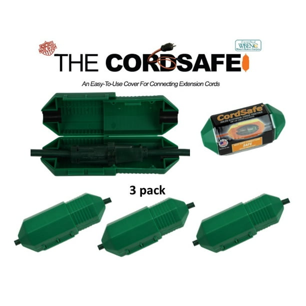 3pk Cordsafe Green Extension Cord Safety Cover with WaterResistant
