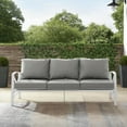 thumbnail image 2 of HomeStock Baroque Bliss Outdoor Metal Sofa, White Frame with Gray Cushions, 30.5"D x 79"W x 32"H, Classic X Frame, Sturdy Durable Steel Construction, Modern Patio/Lawn Seating Sofa, 2 of 10
