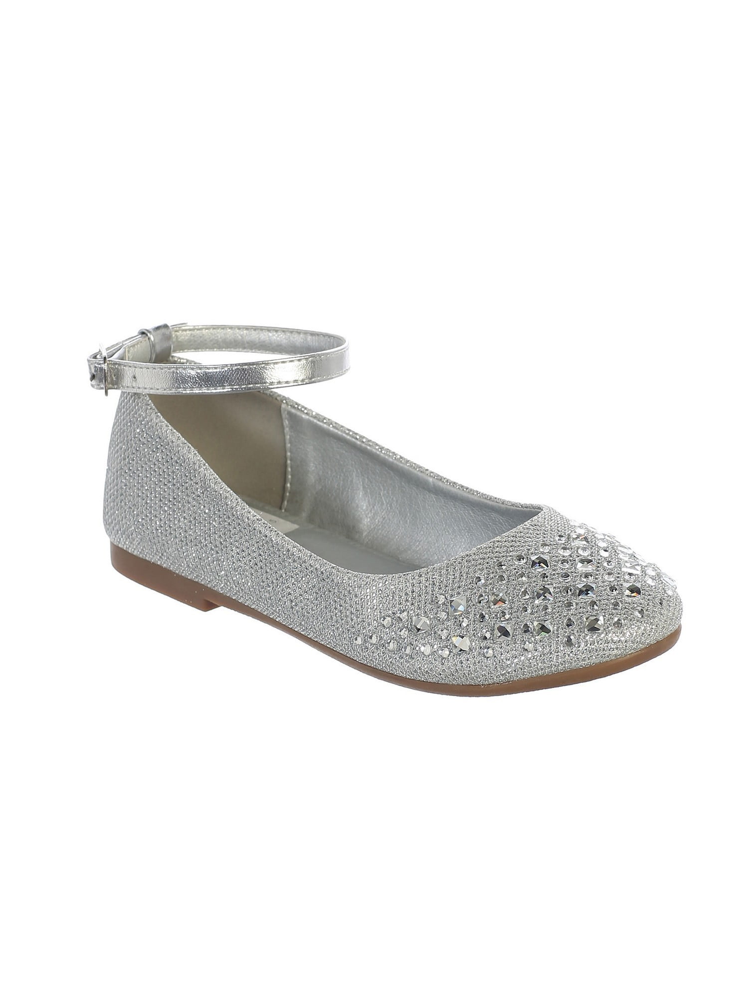 silver flats with ankle strap