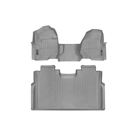 WeatherTech Custom Fit FloorLiners compatible with 2017-2019 Ford Super Duty - 1st Row Over-The-Hump & 2nd Row, Grey