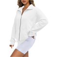 thumbnail image 3 of CHCNHAC Vestes à Capuche Zippées pour Femmes, Décontractées, Douces, Confortables, en Polaire, Poches Doubles, Chandails en Molleton Oversize à Col Rond, Tenues de Mode Automne, Blanc TG, 3 of 7