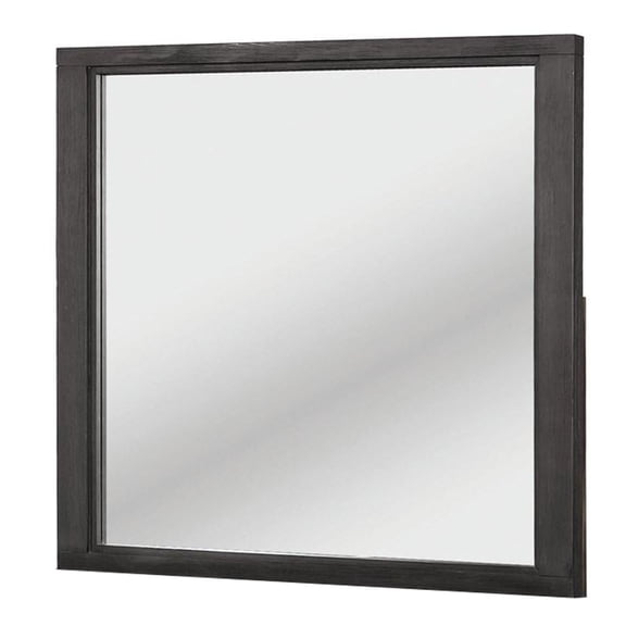 Benjara 40 Inch Transitional Style Wooden Frame Mirror, Dark Gray