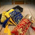 thumbnail image 4 of Retro Scripture Bag Double-layer Thickened Ethnic Dragon Pattern Rich Flower Zipper Jewelry Bag Brocade Buddhist Scripture Bags Red rich flower Blue 24x34cm, 4 of 6