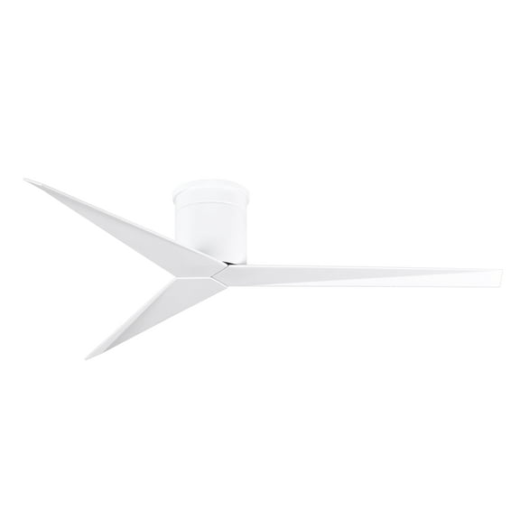 Eliza-H 3-blade ceiling mount paddle fan in Gloss White finish with gloss white ABS blades.