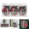 thumbnail image 3 of Bolas de Navidad irrompibles a cuadros rojos, decoraciones para árboles de Navidad, decoración de fiesta en casa, 3 uds., 3 of 5