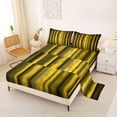 thumbnail image 2 of Manfei Pixel Vertical Streak Queen Sheets, Yellow Block Queen Sheet Sets, Yellow Black, Black Reversible 4pcs1 Flat Sheet + 1 Fitted Sheet + 2 Pillowcases, 2 of 6