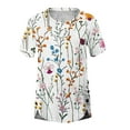 thumbnail image 4 of Wycnly Womens Tops Dressy Casual Vintage Striped Irregular Button Hem Breathable Comfy Tunic Shirts Summer Short Sleeve Crewneck Tops Floral Print Blouse Multicolor XXL, 4 of 5