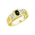 thumbnail image 3 of RYLOS Men's Rings Yellow Gold Plated Silver Classic 6X4MM Oval Gemstone &  Diamond Ring Black Star Sapphire Birthstone Rings For Men, Silver Rings, Size 10, 3 of 7