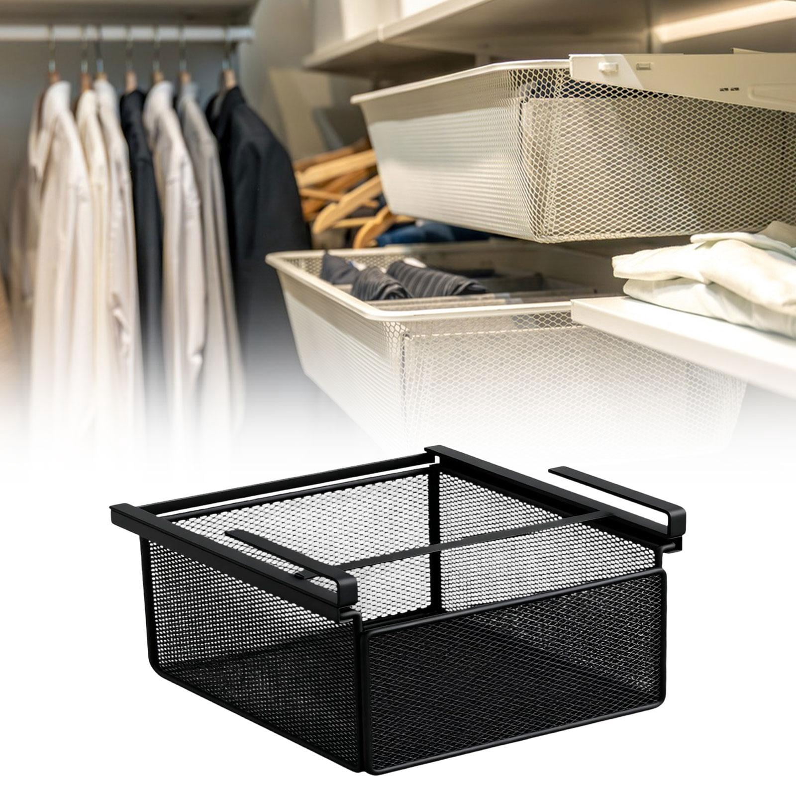 Baoblaze Removable Under-Shelf Storage Basket, Hanging Under-Desk Organizer, Drawer Tray, Black