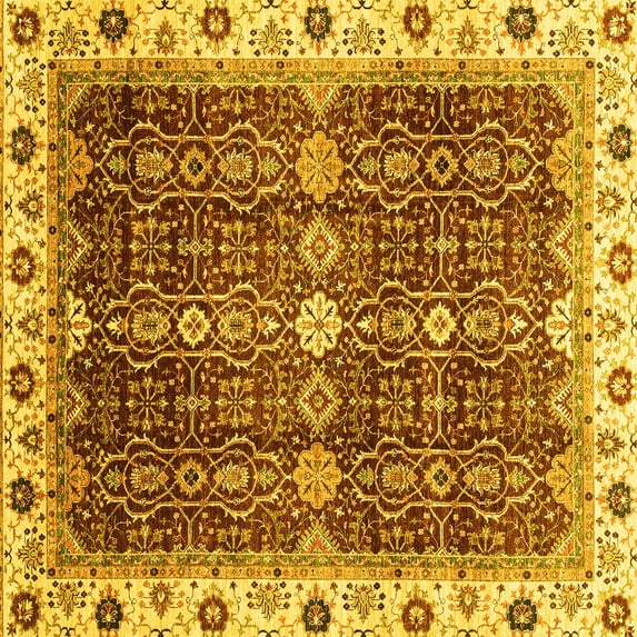 Ahgly Company Indoor Square Abstract Yellow Modern Area Rugs, 8' Square