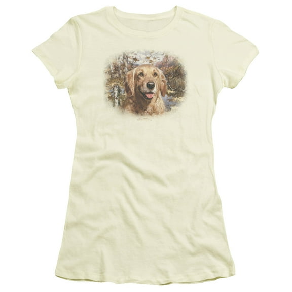 Wildlife Golden Retriever Head S/S Junior Women's T-Shirt Sheer Cream