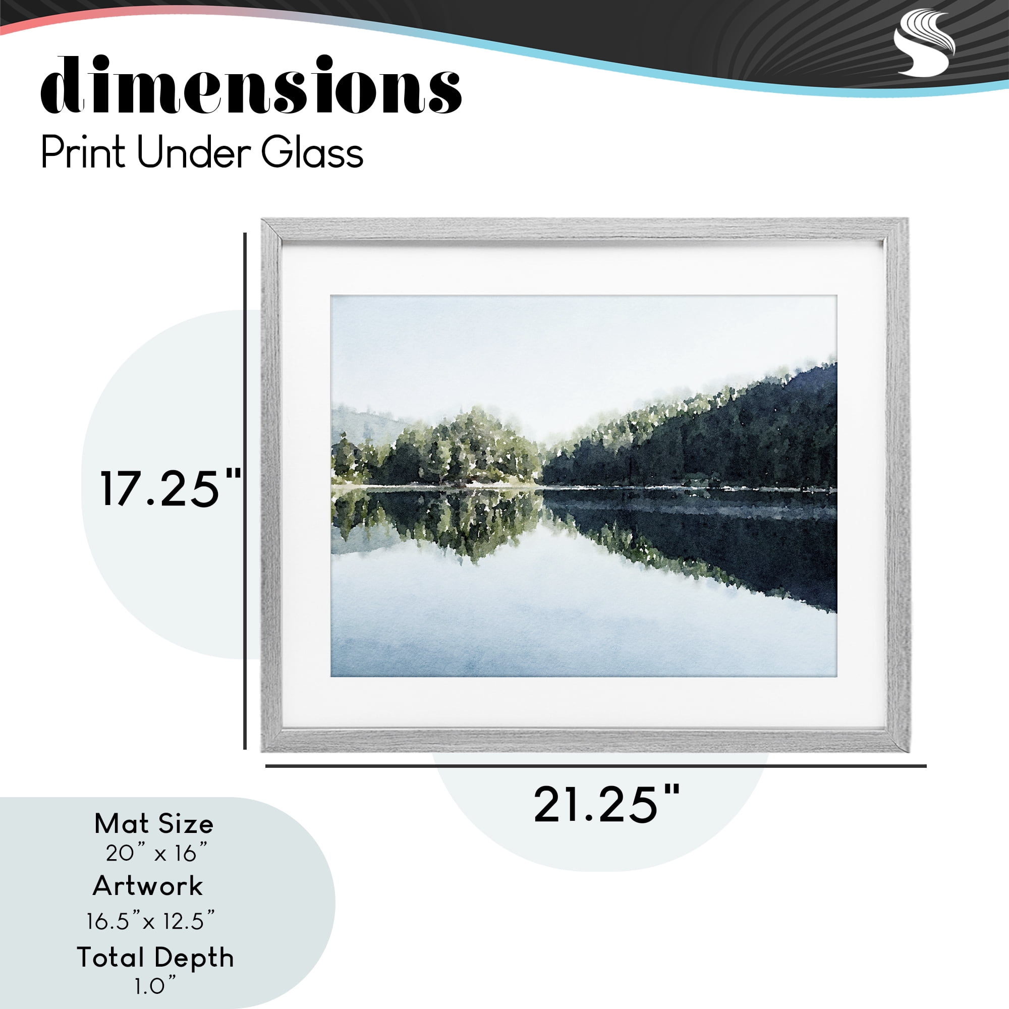 Stupell Industries Blue Lake Reflections Gray Framed Print Under Glass, design by Kim Curinga