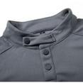 thumbnail image 3 of Men's Thermal Shirt Long Sleeve Button Stand Collar Solid Pullover Top with Pocket Dark Gray M, 3 of 5
