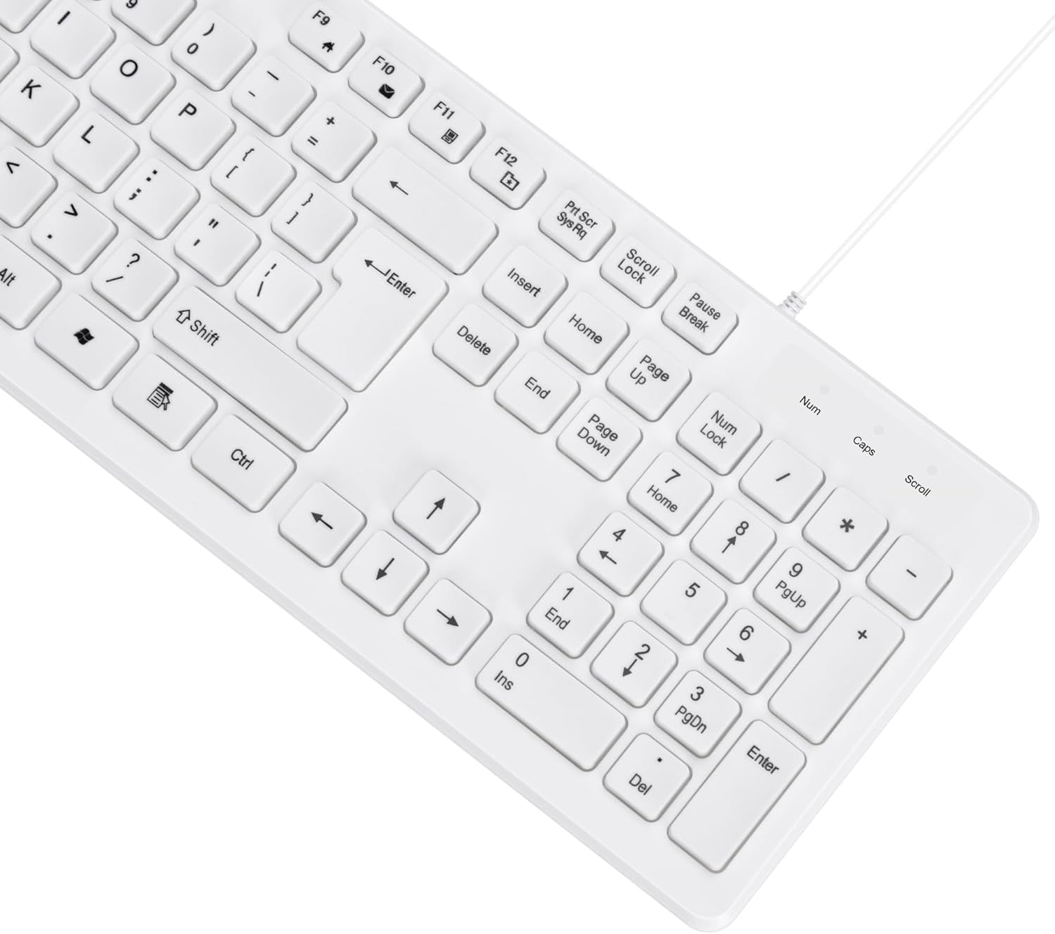 MCSaite Wired White USB 104 Keys Computer Keyboard with Stands,Waterproof - US Layout Compatible for Windows, PC, Laptop