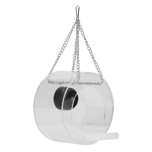 Hanging Bird Feeder, Clear Lens Smart Bird Feeder Video Recording Real Time Monitoring Easy Install for Garden Round