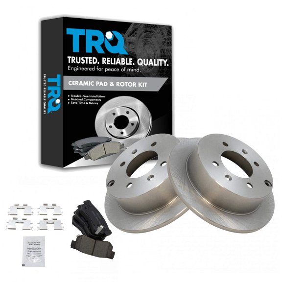 TRQ Rear Brake Pad & Rotor Kit Brake Pads Brake Rotor Ceramic Fits Select 1999-2005 Hyundai Sonata 2001-2006 Kia Optima