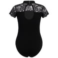 thumbnail image 4 of TiaoBug Girls Ballet Dance Bodysuit Gymnastics Leotards Basic Lace Short Sleeve Keyhole Back Jumpsuit Black 120, 4 of 7