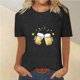thumbnail image 2 of Tops Cortos para Mujeres, Oktoberfest Casual Impreso Cuello Redondo Manga Corta Camiseta Top Hecho de Poliéster para la Primavera Verano Uso Diario, Camisetas Casuales de Mujer, 2 of 4