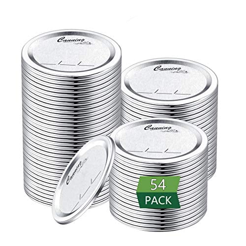 54-Count, Regular Mouth Canning Lids for Ball, Kerr Jars - Split-Type Metal Mason Jar Lids for Canning - Food Grade Material, 100% Fit & Airtight for Regular Mouth Jars