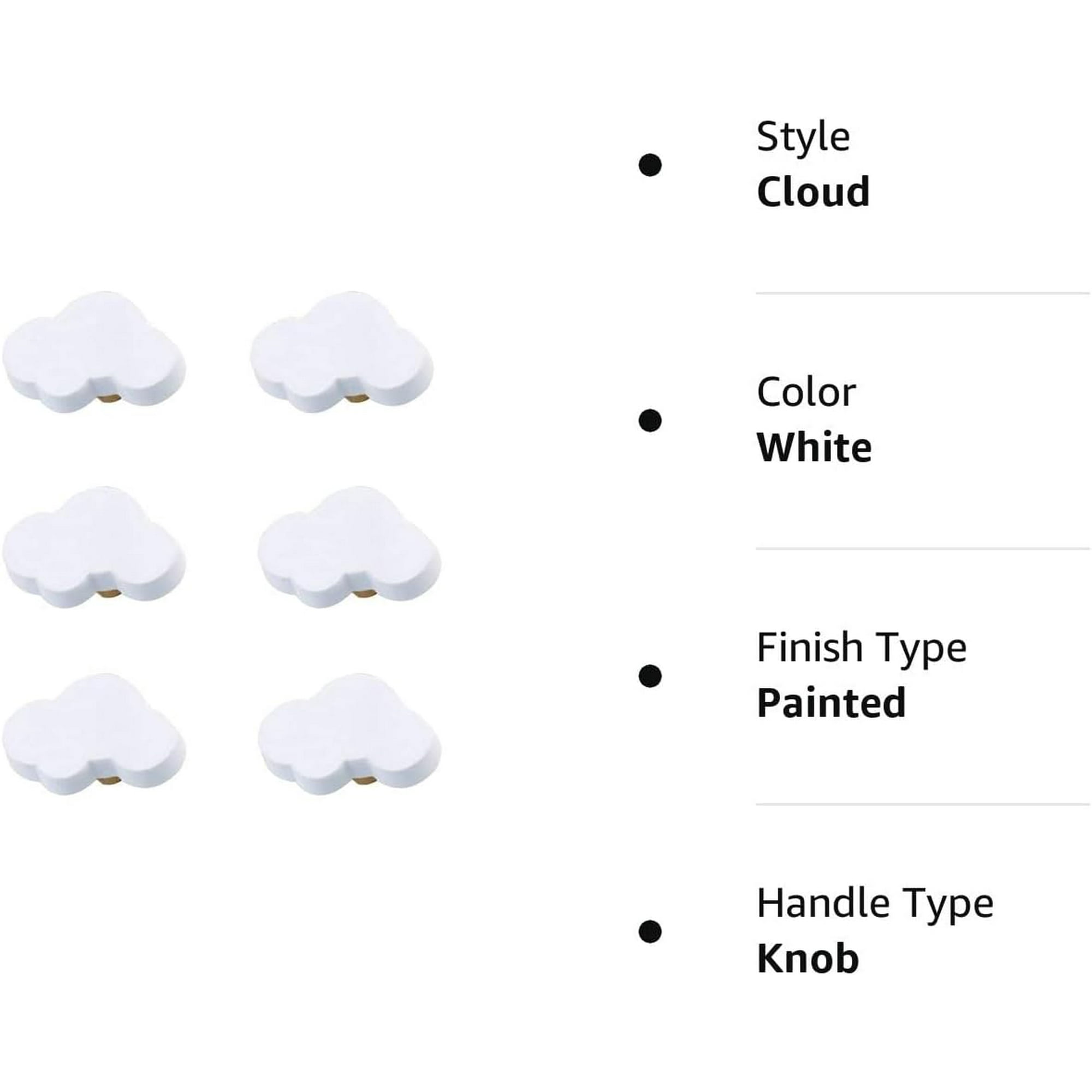 3 Boutons Meuble Enfant Nuage Lune Étoile - Poignées Tiroir Mignonnes Blanc 3PCS