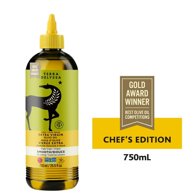 Terra Delyssa Huile d'olive extra vierge bouteille à presser, 750 ml
