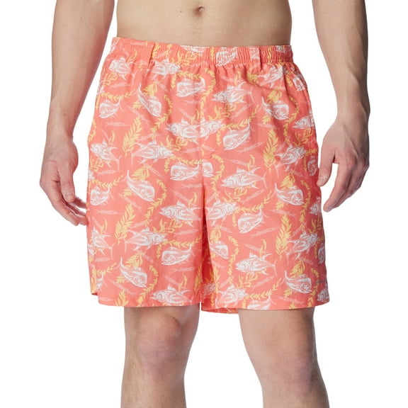Columbia Mens Regular fit Swim Trunks Swimwear Small Orange Fish Print