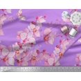 thumbnail image 2 of Soimoi Modal Satin Fabric Bird & Orchids Flower Printed Fabric 1 Yard 42 Inch Wide, 2 of 3