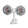 thumbnail image 2 of Clip de Ventilador de Doble Cabezal con Batería Recargable USB, Ventilador de Escritorio Portátil con Velocidad Ajustable, Flujo de Aire de 360°, para Dormitorio, Oficina, Habitación, Campamento, 2 of 7