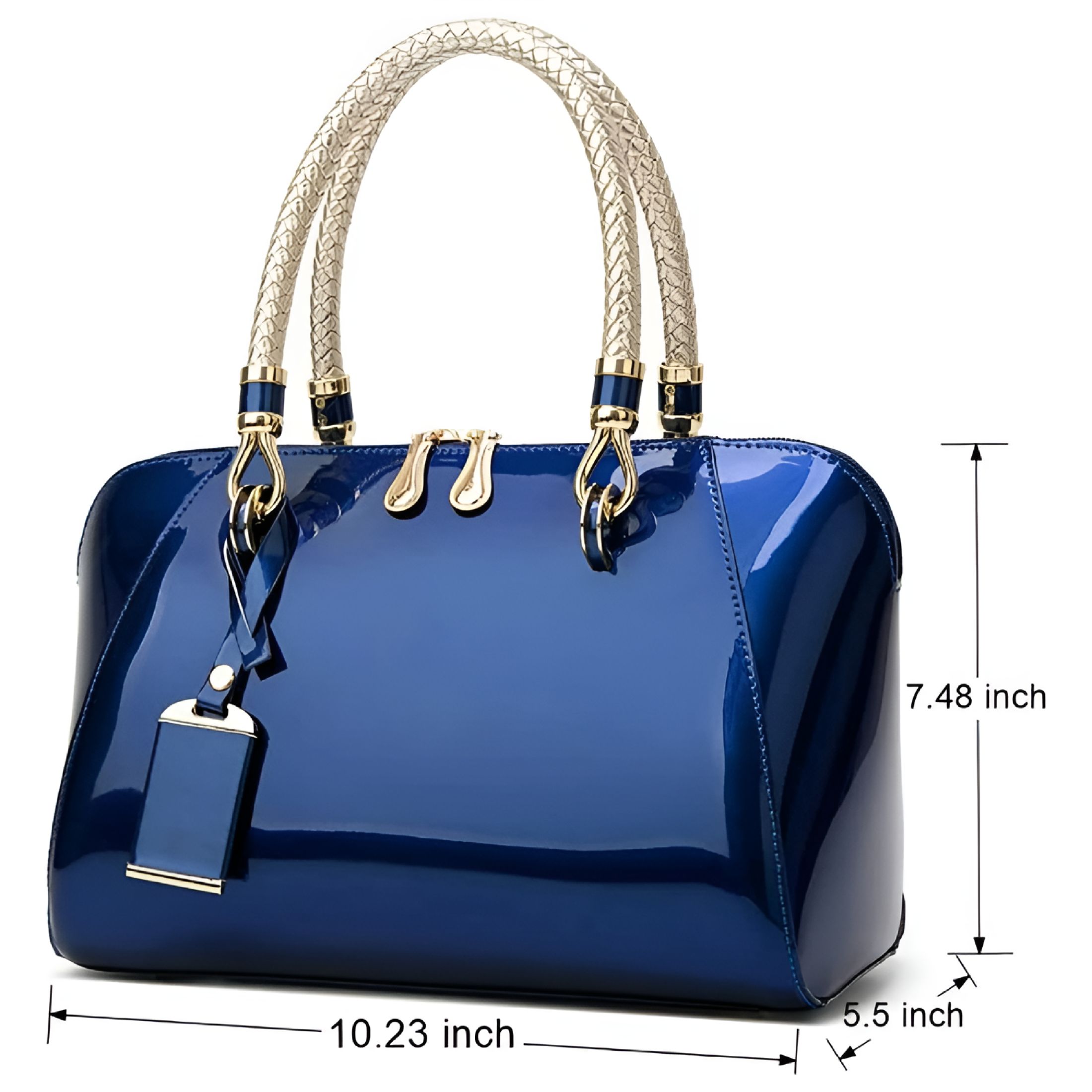 GASTROPOD Royal Blue Purse for Women Crossbody Shiny Patent Leather Handbags Dome Satchel Handbags Medium Size Medium Crossbody Bags for Women