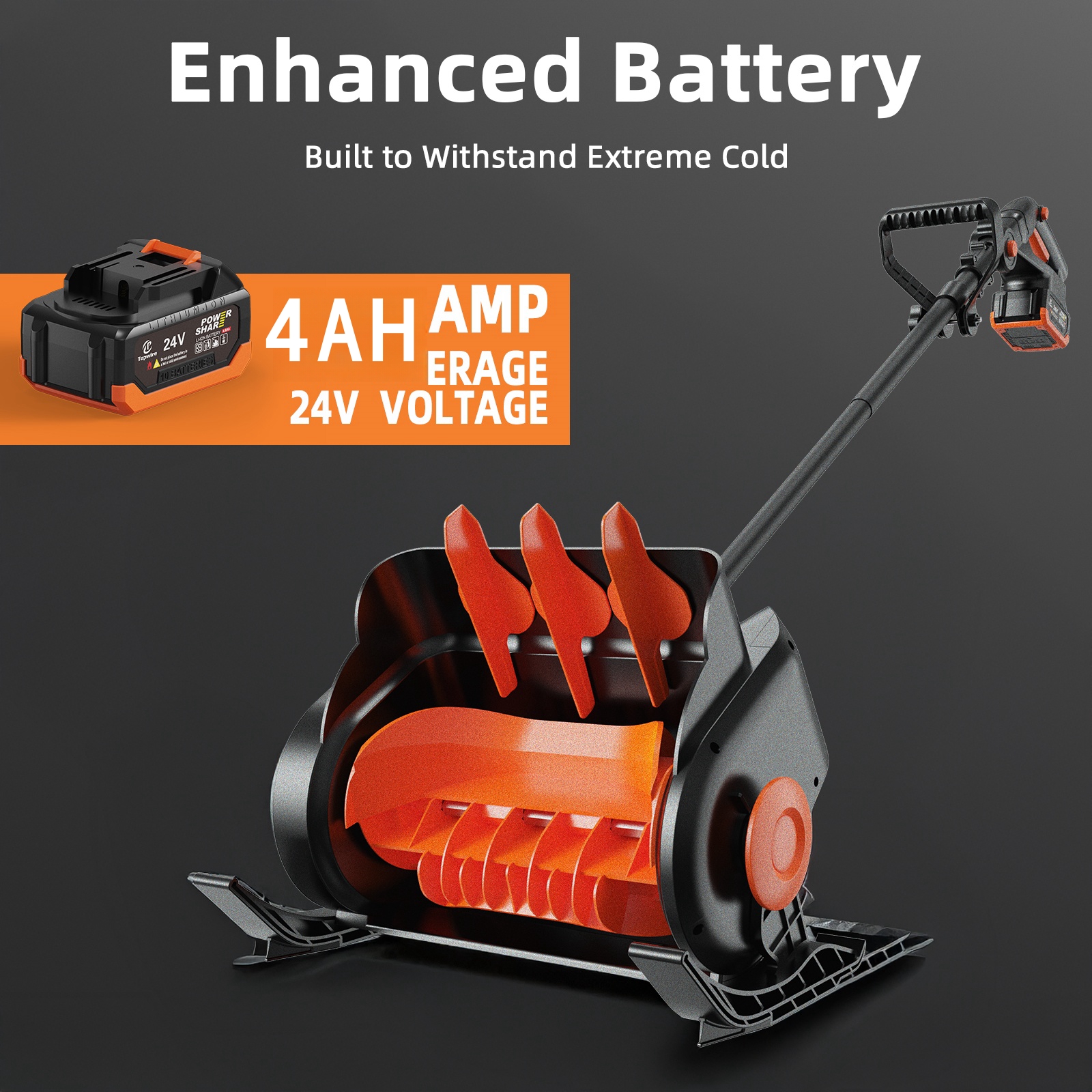 Fraise à Neige Sans Fil 21V - Pelle Électrique, Largeur 28 Cm, Jet Jusqu’à 8 M | Batterie Incluse, Poignée Réglable, Léger - 10