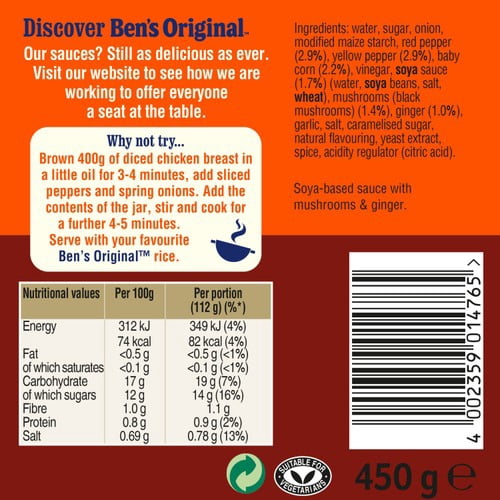 Ben's Original Cantonese Sauce 450g, British Import (Pack of 2)