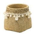 thumbnail image 2 of A&B Home Natural and Cream Woven Detail Outdoor Planter with Tassel Trim Medium, 2 of 2