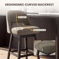 thumbnail image 5 of EOP 26'' Swivel Counter Height Bar Stools Set of 2, Modern Upholstered Bar Stools with Curved Back and Solid Wood Legs, Bar Chairs for Kitchen Island Home Bar, Camel, 5 of 11