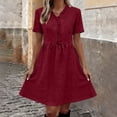thumbnail image 5 of Dolkfu Mid-Length Women'S Fall&Winter Dresses Fashion V-Neck Short Sleeve Red Dresses Regular Vintage Finish Solid Fit & Flare Dresses Red,Xxxxl, 5 of 6