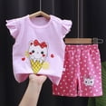 thumbnail image 2 of NIEWTR 2T 3T 4T 5T Baby Girl Summer Clothes Set Girls Floral Flutter Sleeve Top & Elastic Waist Shorts 2 Piece 2T 3T 4T 5T Toddler Outfit(A-Watermelon Red,4-5 Years), 2 of 4