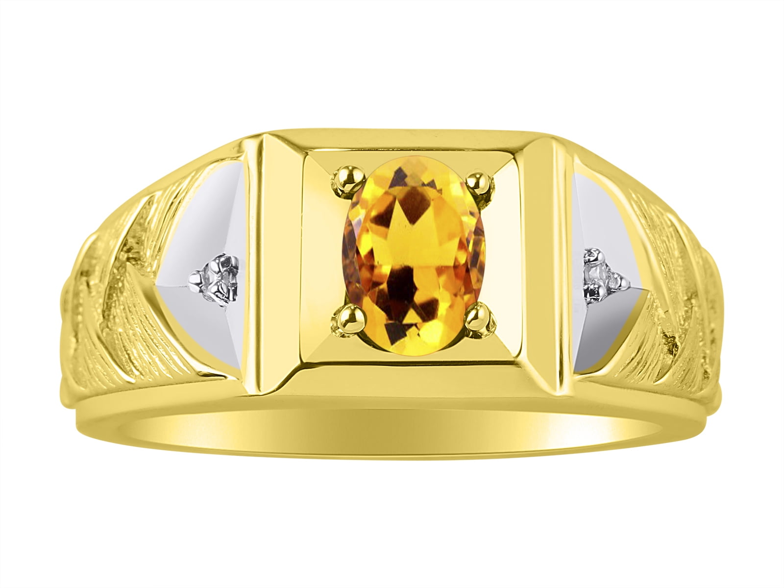 RYLOS Mens Rings 14K Yellow Gold Rings Designer Weave Band 7X5MM Oval