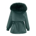 thumbnail image 4 of YFNNUP Womens Plush Lined Puffer Jacket Thicken Warm Parka Coat Solid Elastic Waisted Down Coat Full Zip Pockets Puffer Jacket with Faux Fur, 4 of 4