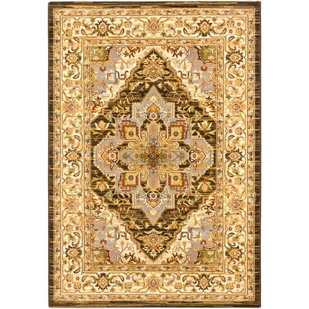 - Ecarpetgallery Dark Brown Medallion Corners Rug