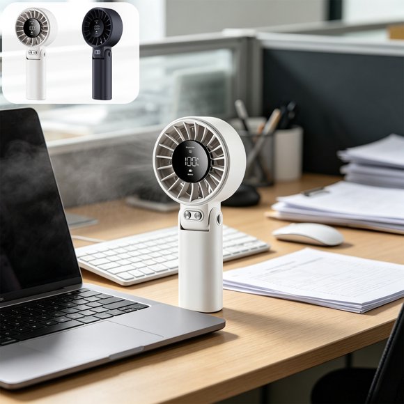 YYV Ventilateur à Turbine Pliable Portatif à Main à Grand Débit d'Air USB Rechargeable, Ventilateur Compact Portable de Bureau avec Poignée Pliable, Vitesses Réglables, Moteur Silencieux pour Voyage, Camping, Bureau, Usage Extérieur