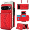 thumbnail image 1 of MYKOMI Phone Case Compatible with Google Pixel 9 Pro XL Wallet Cell Cover Tempered Glass Screen Protector RFID Blocking Credit Card Holder Crossbody Strap Stand Pixel9 9Pro 9ProXL Nine Women Girls, 1 of 6