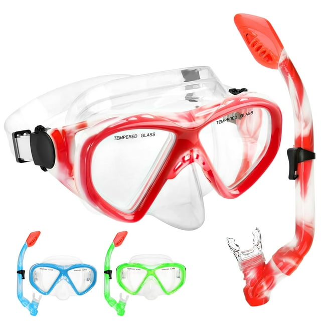 Set de Snorkel ACQCES para Niños con Sistema Dry Top 5-15 Años Rojo