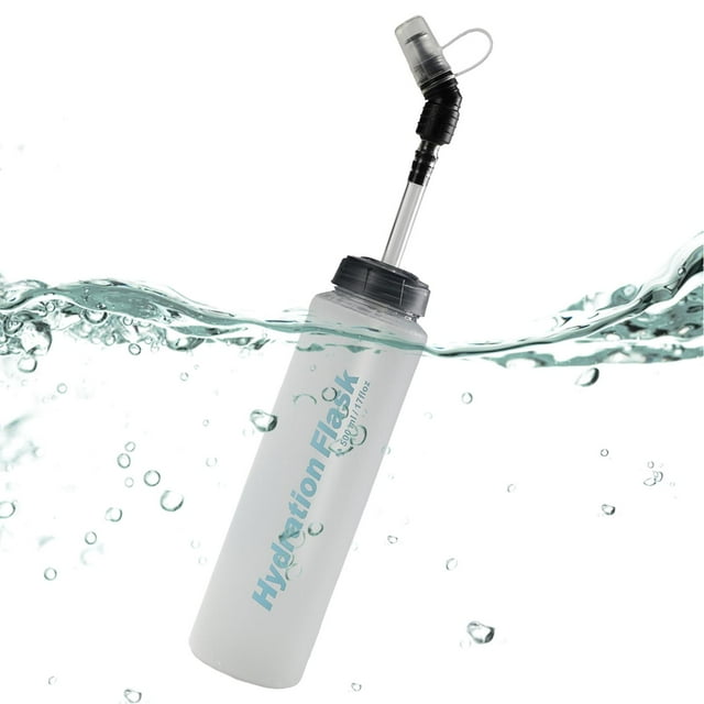 Botella de agua TPU flexible, portátil y plegable, a prueba de fugas, ecológica, con boquilla de succión transparente y diseño ligero. Ideal para...