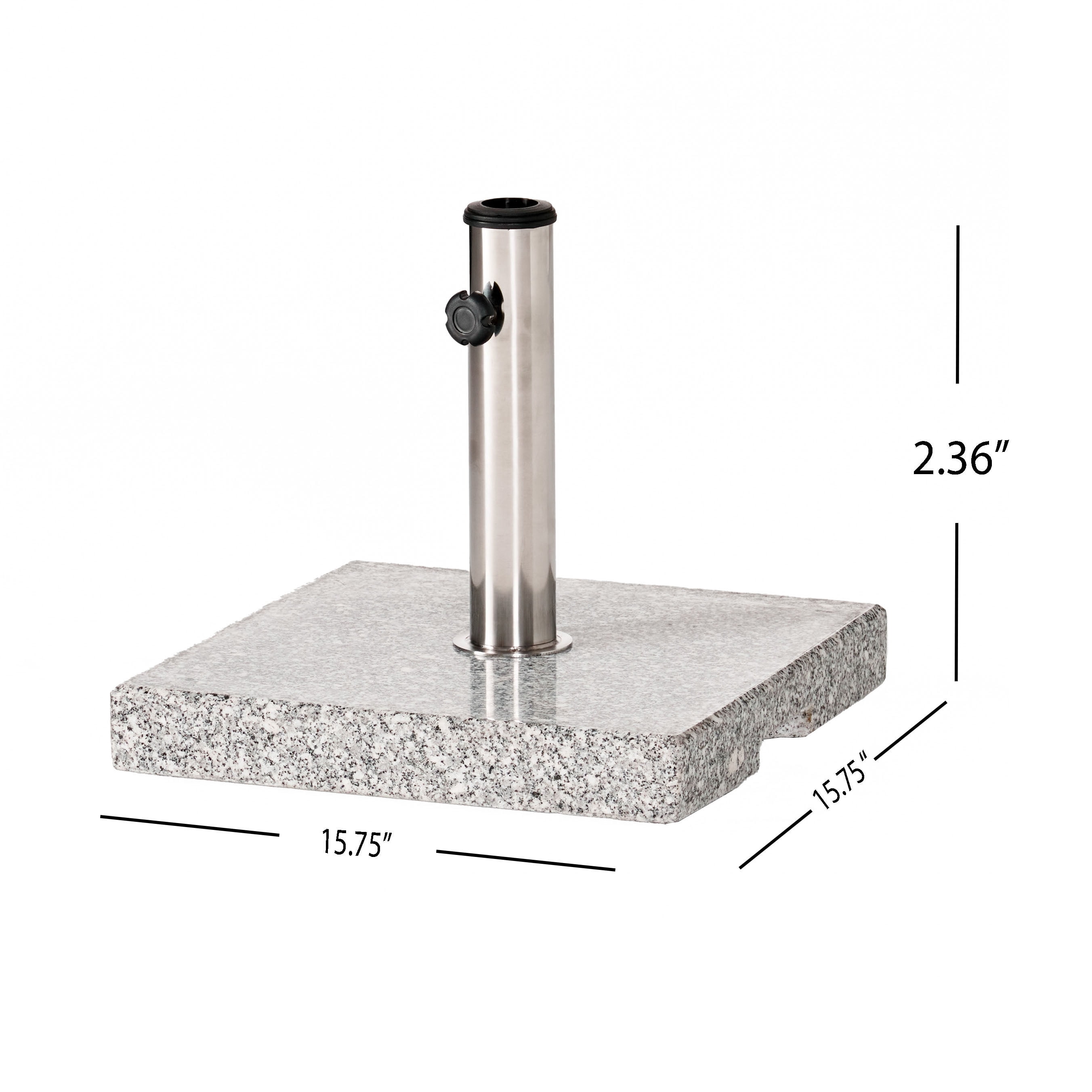 Jules 55lb Outdoor Granite Square Umbrella Holder Base, Grey