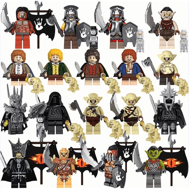 Juego de 16 Figuras de Bloques de Construcción - Ejército de Orcos y Elfos para Niños y Niñas