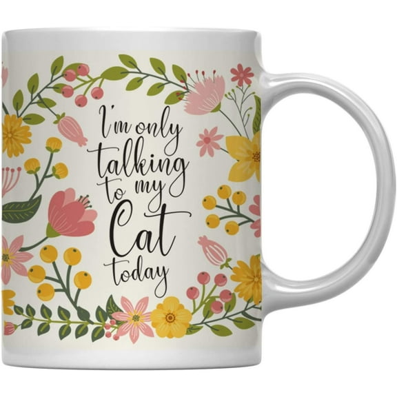 Talking Cat Floral Flowers with Funny Rude Quote Ceramic Coffee Mug