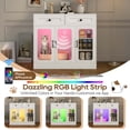 thumbnail image 4 of Cat Litter Box Enclosure with Glass Door and Side Access, Hidden Kitty Cabinet with Storage Drawers and Built-in Light, Indoor Cat House Side Table, White, 4 of 9