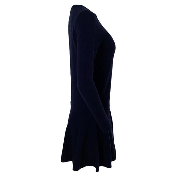 Pre-Owned Ganni Mini Dress in Navy Blue Merino Wool
